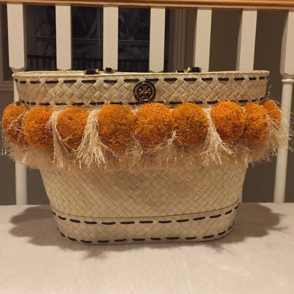Tory Burch Pom Pom Beach Bucket - Gold Tote